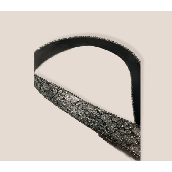 TILT Silver/Black Sparkle Bling Belt Silver Metal Buckle M - Picture 2 of 4